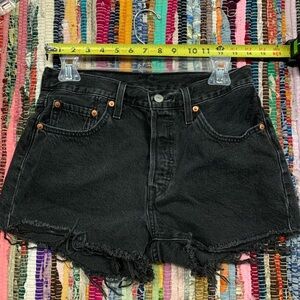 Levi's Black Jean Shorts High-Waisted Distressed